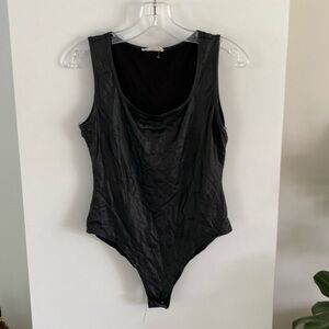 ENTRO BLACK leather-look tank bodysuit basic classic sexy club